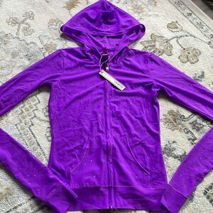 SKIMS NWT Mesh Rhinestone Swim Cover Up Zip Up